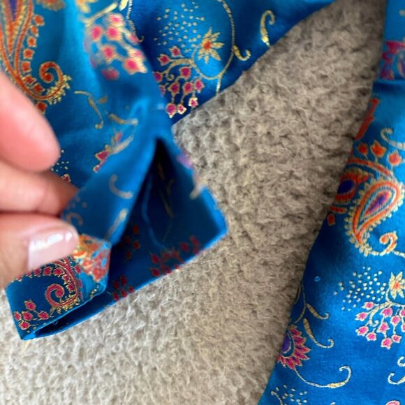 Vintage Bonnie Boynton Crop Blazer Jacket Silky Asian Paisley Tasseled Boho - Picture 8 of 16